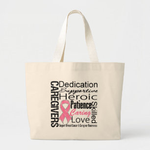 Bolsa Tote Grande Colagem dos cuidadors do cancro da mama