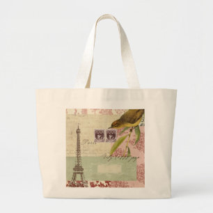 Bolsa Tote Grande Colagem parisiense para a personalização
