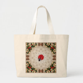 Bolsa Tote Grande Colagem Vintage Retro com rendas e flores