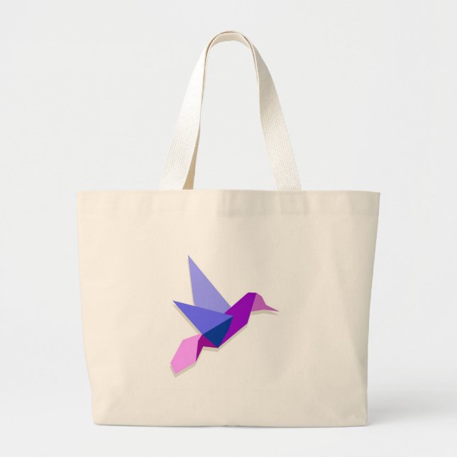 Bolsa Tote Grande Colibri de Origami (Frente)