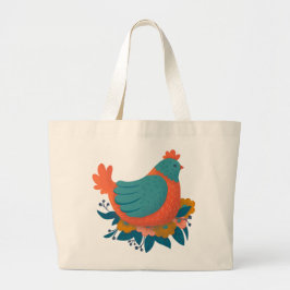 Bolsa Tote Grande Colorful Angry Chicken