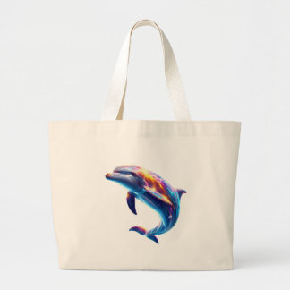 Bolsa Tote Grande Colorful Dolphin Cute Arts