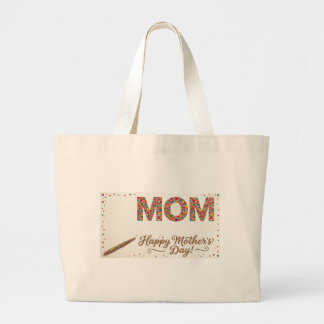 Bolsa Tote Grande Colorful Heart Mosaic MOM Personalized Name Mother