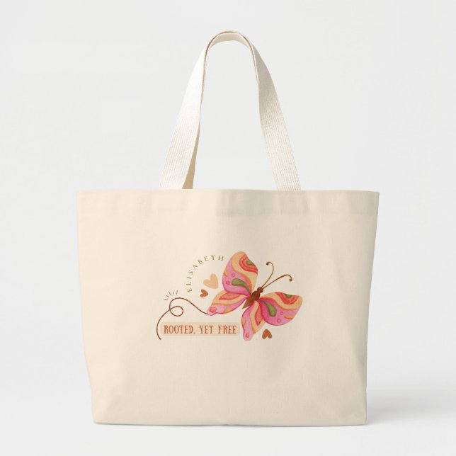 Bolsa Tote Grande Colorful Watercolor butterfly motivational boho  (Frente)