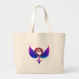 Bolsa Tote Grande Colorida "Mal Ali", Cheio-Design de texto de volta