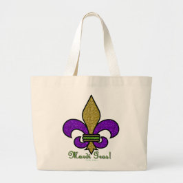Bolsa Tote Grande Colorida Mardi Gras Fleur De Lis