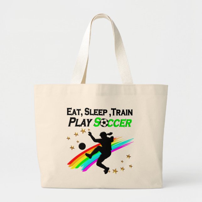 BOLSA TOTE GRANDE COMA, DORME, TREM JOGAR FUTEBOL (Frente)