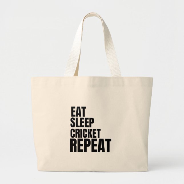 Bolsa Tote Grande comer críquete de dormir repetir (Frente)