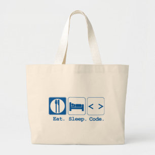 Bolsa Tote Grande comer dormir codificar (html)