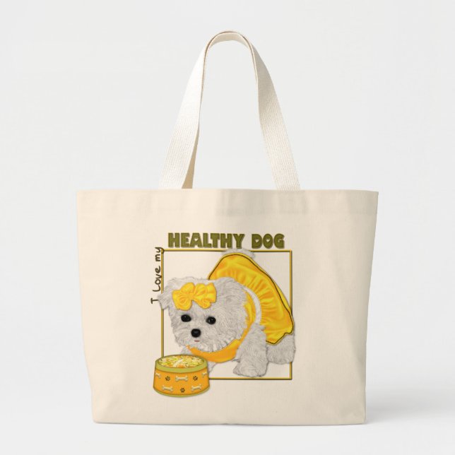 Bolsa Tote Grande Comida de cães saudáveis (Frente)