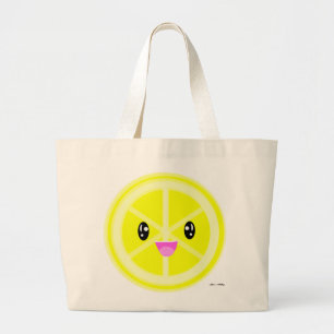 Bolsa Tote Grande comida vegetariana de limões de fruta Kawaii