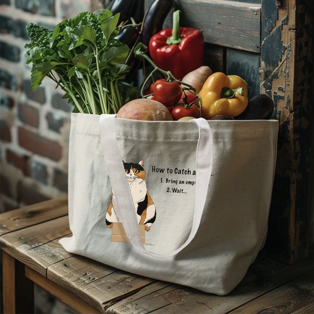 Bolsa Tote Grande Como pegar um gato (Criador carregado)