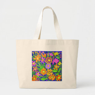 Bolsa Tote Grande Composição Floral Pintada