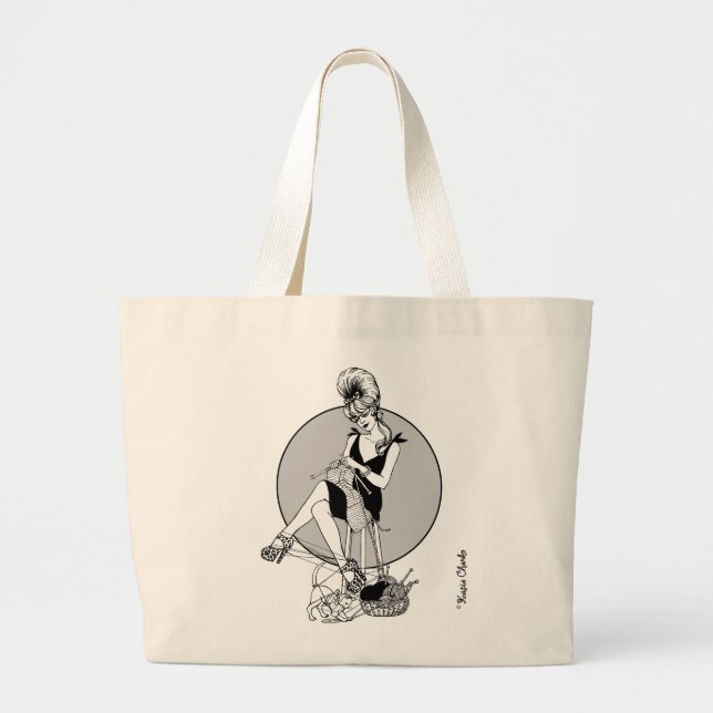 Bolsa Tote Grande Confecção de malhas da menina do Purl (Frente)