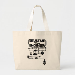 Bolsa Tote Grande Confie em mim. Sou um engenheiro