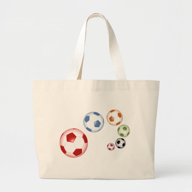 Bolsa Tote Grande Conjunto fofo de bolas de futebol (Frente)