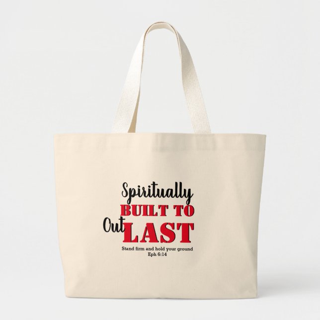 Bolsa Tote Grande CONSTRUÍDO NA ÚLTIMA Guerra Espiritual Cristã (Frente)