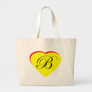 Bolsa Tote Grande Convite De Casamento Coração Vermelho Amarelo B O