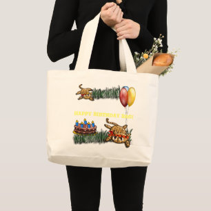 Bolsa Tote Grande Convites de aniversário do Ultra Cute Leopard Safa