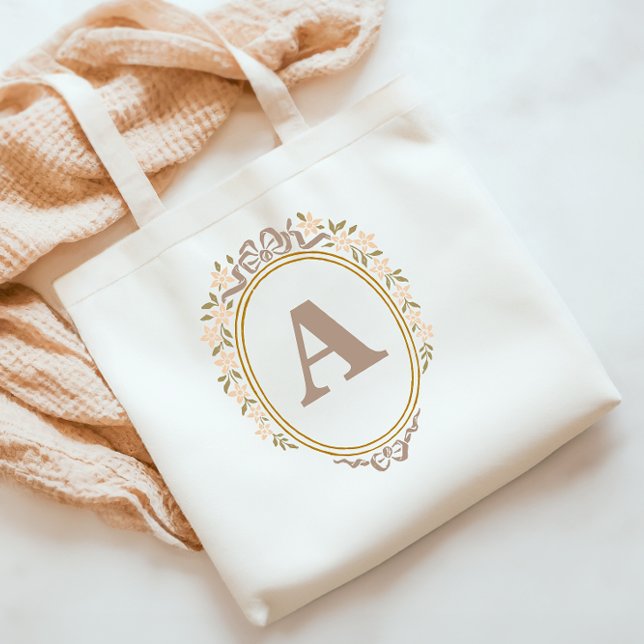 Bolsa Tote Grande Coquette Formal de Frame Floral Elegante (formal frame elegant botanical tote bag)