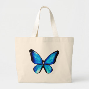 Bolsa Tote Grande Cor da água da borboleta azul