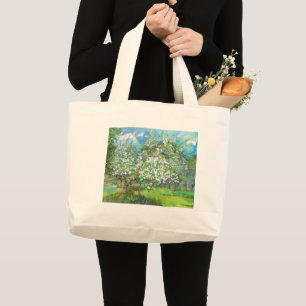 Bolsa Tote Grande Cor d'água de pintura de jardim florescente