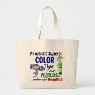 Bolsa Tote Grande COR do autismo SEUS PRÓPRIOS estudantes dos MUNDO