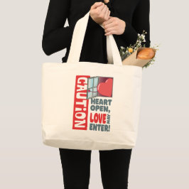 Bolsa Tote Grande Coração aberta, amor pode entrar (Dia de os namora