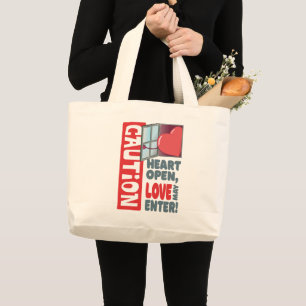 Bolsa Tote Grande Coração aberta, amor pode entrar (Dia de os namora