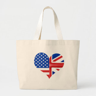Bolsa Tote Grande Coração americano britânico