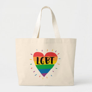 Bolsa Tote Grande Coração Arco-Íris LGBT