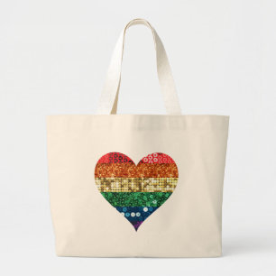Bolsa Tote Grande coração arco-íris lgbt