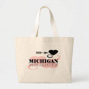 Bolsa Tote Grande Coração cor-de-rosa Michigan