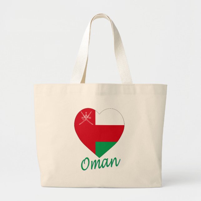 Bolsa Tote Grande Coração da bandeira de Oman (Frente)