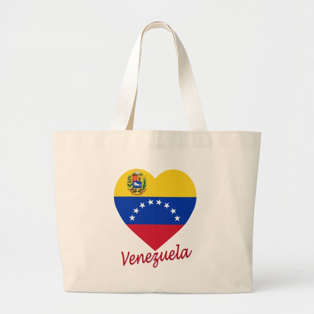 Bolsa Tote Grande Coração da bandeira de Venezuela (Frente)