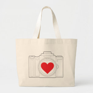 Bolsa Tote Grande Coração da câmera