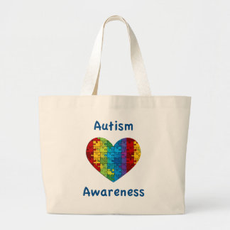 Bolsa Tote Grande Coração da consciência do autismo