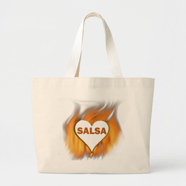BOLSA TOTE GRANDE CORAÇÃO DA SALSA NO FOGO (Frente)