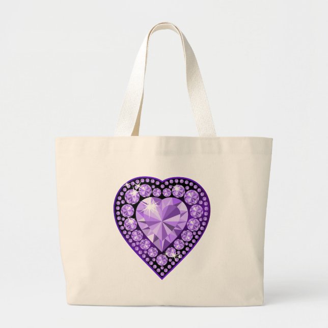 Bolsa Tote Grande coração de Gem Ametyst (Frente)