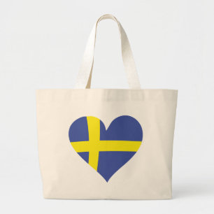 Bolsa Tote Grande coração do amor da suecia - bandeira sueco