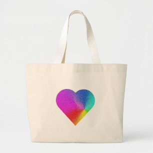Bolsa Tote Grande Coração do arco-íris
