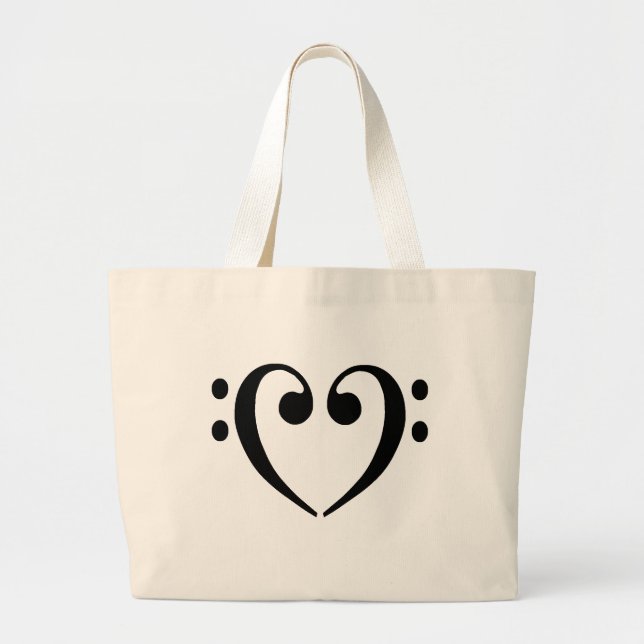 Bolsa Tote Grande Coração do Clef baixo (Frente)