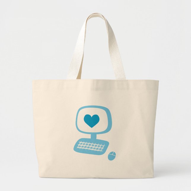 Bolsa Tote Grande Coração do Computador (Frente)