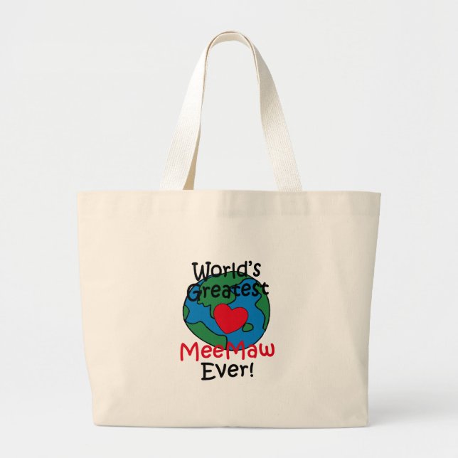 Bolsa Tote Grande Coração do MeeMaw do mundo o grande (Frente)