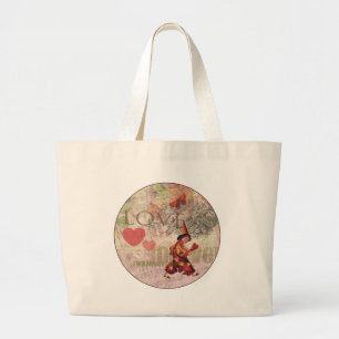 Bolsa Tote Grande Coração Doce Namorado Querido Anjo do Dia dos Namo