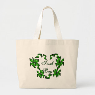 Bolsa Tote Grande Coração irlandês no saco branco - customizável
