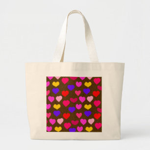 Bolsa Tote Grande Corações coloridos do divertimento para namorado