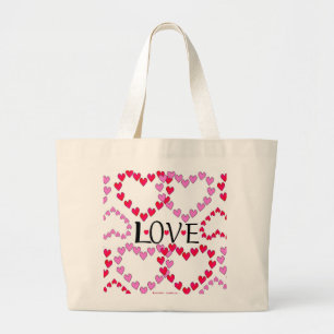Bolsa Tote Grande Corações Pequenos, Vermelho Rosa, AMOR