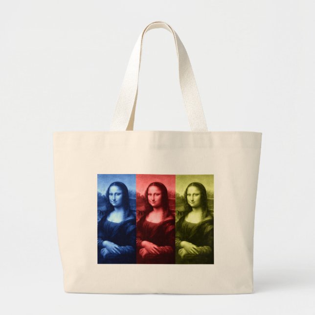 Bolsa Tote Grande Cores Primárias da Mona Lisa (Frente)