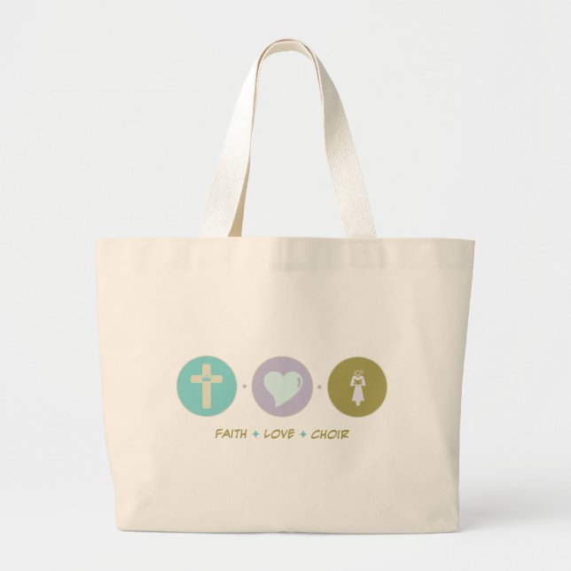Bolsa Tote Grande Coro do amor da fé (Frente)